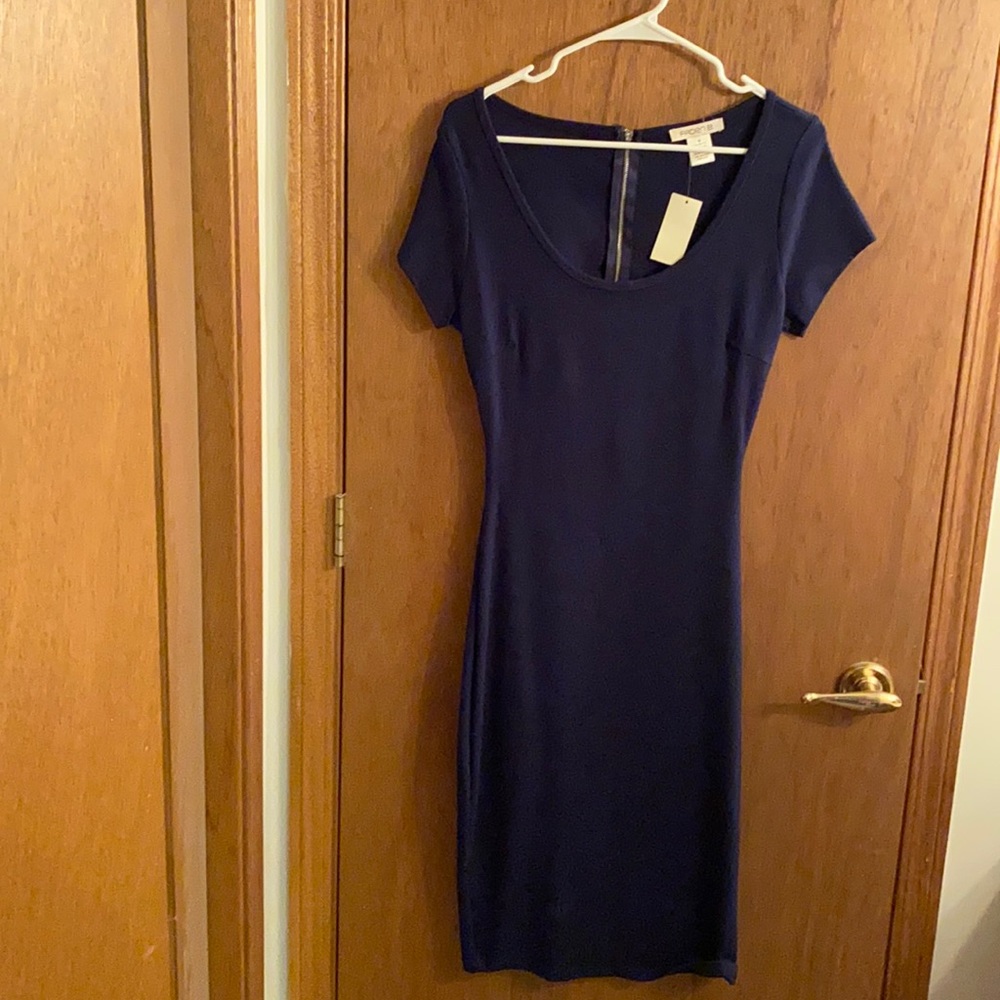 Navy dress with keyhole back